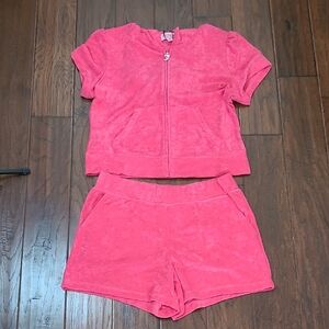 NWT Juicy Couture Watermelon Terrycloth Shorts Set with Hoodie size XL